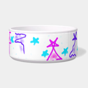 Pink Purple doodle christmas tree stars holiday pa Bowl