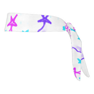 Pink Purple doodle christmas tree stars holiday pa Tie Headband