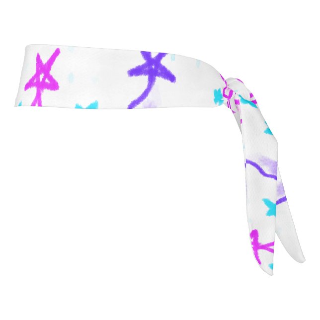 Pink Purple doodle christmas tree stars holiday pa Tie Headband (Rotate 90)