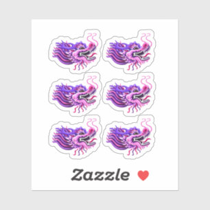 Pink & Purple Dragon Heads Sticker