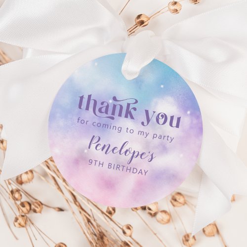 Pink Purple Dreamy Sky Birthday Party Favor Tags
