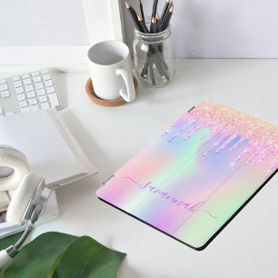 Pink purple drips holographic iPad pro cover