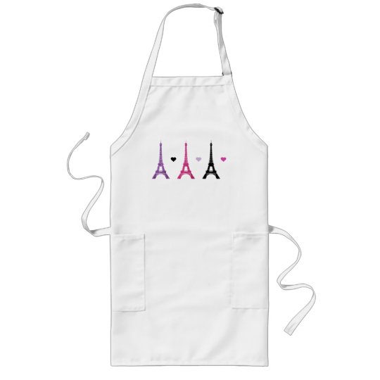 Pink & Purple Eiffel Tower pattern Long Apron