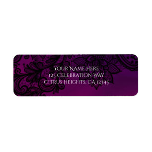 Pink & Purple Elegant Black Lace Party Invitation Label