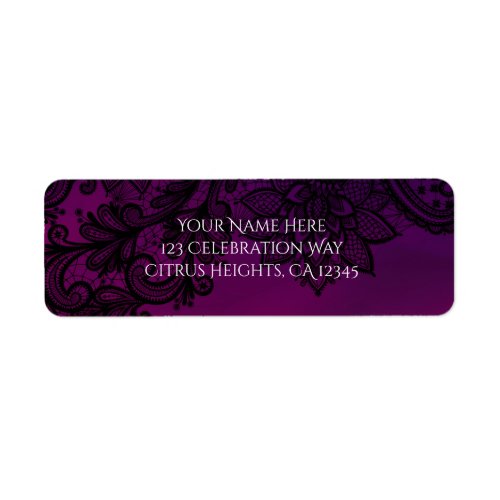 Pink  Purple Elegant Black Lace Party Invitation Label