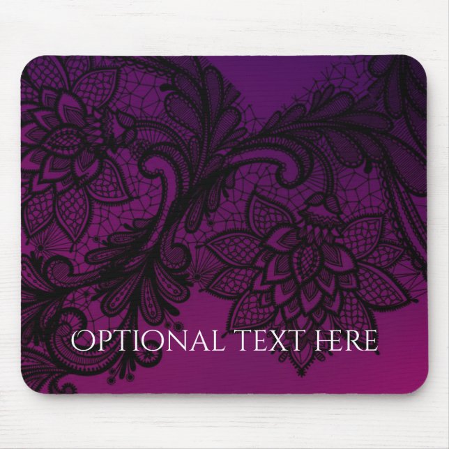 Pink & Purple Elegant Black Lace Party Invitation Mouse Pad (Front)