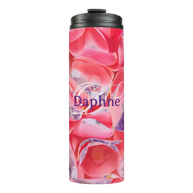 Pink Purple Elegant Girly Cute Monogram Modern Thermal Tumbler (Front)
