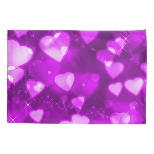 Pink  Purple Faerie Sparkle Hearts Airbrush Art Pillowcase