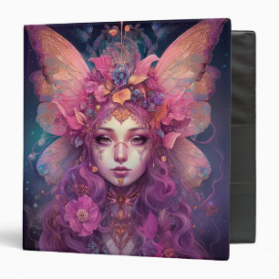 Pink Purple Fairy Queen Fantasy Art 3 Ring Binder