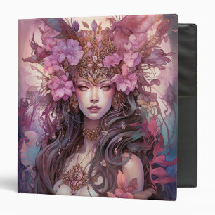 Pink Purple Fairy Queen Fantasy Art 3 Ring Binder