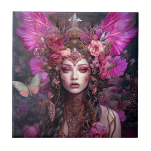 Pink Purple Fairy Queen Fantasy Art Ceramic Tile