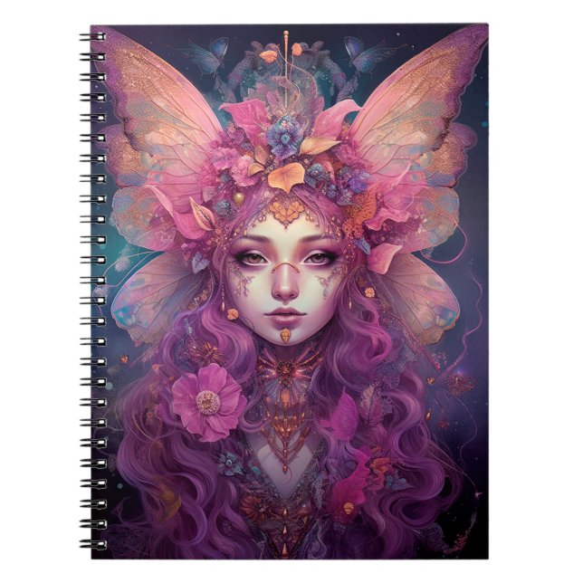 Pink Purple Fairy Queen Fantasy Art Notebook (Front)