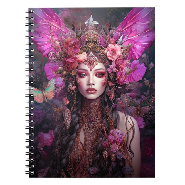 Pink Purple Fairy Queen Fantasy Art Notebook (Front)