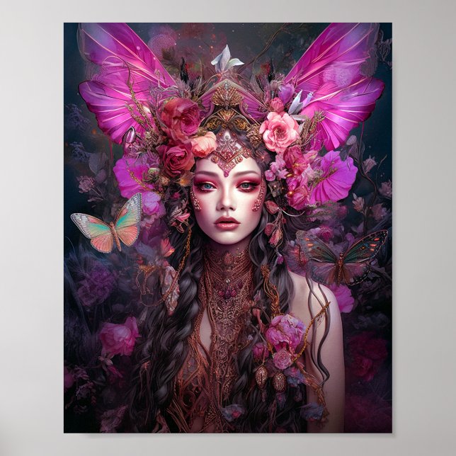 Pink Purple Fairy Queen Fantasy Art Poster (Front)