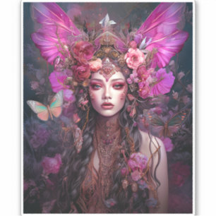 Pink Purple Fairy Queen Fantasy Art Sticker