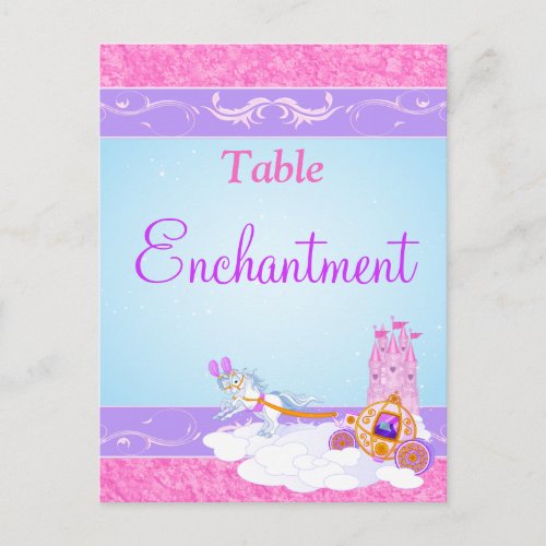 Pink Purple Fairy Tale Table NameNumber Postcard