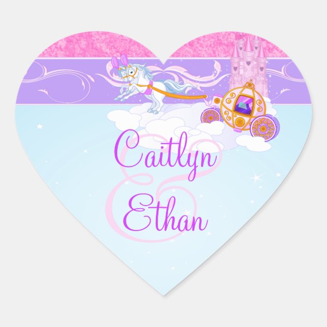 Pink, Purple Fairy Tale Wedding Favor Sticker (Front)
