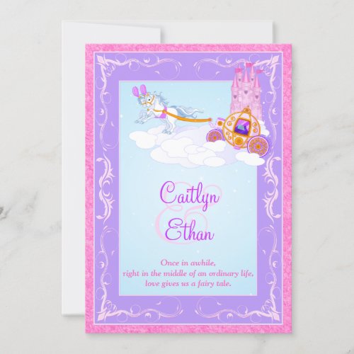 Pink, Purple Fantasy Fairytale Wedding Invitation