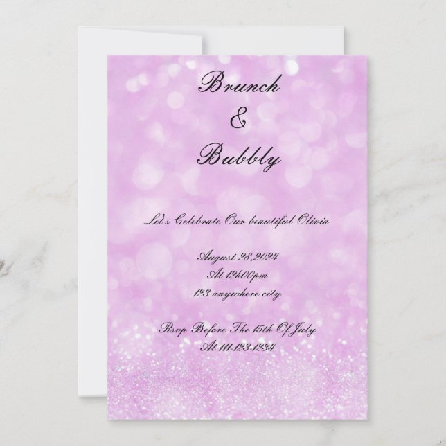 PINK PURPLE FAUX GLITTER BRIDAL SHOWER INVITATION (Front)
