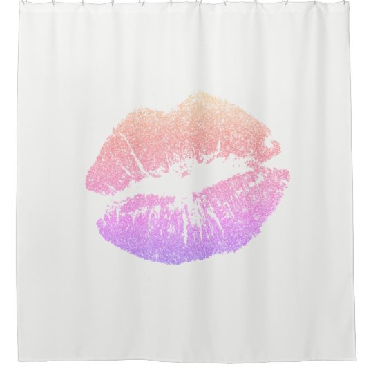 Pink Purple Faux Glitter Lips White Shower Curtain Zazzle Com