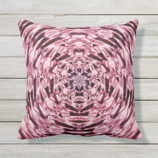 Pink Purple Faux Satin Mandala Outdoor Pillow