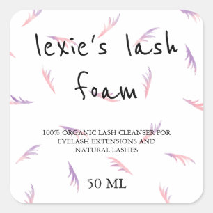 Pink Purple Feathery Lashes Lash Product Square Sticker