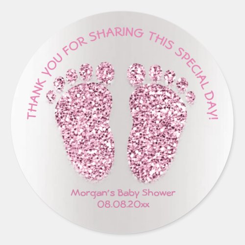Pink Purple Feet Baby Shower Favor Thank You Girl Classic Round Sticker