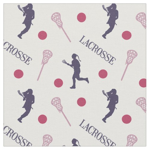 PinkPurple Female Lacrosse Player Pattern Fabric