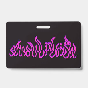 Pink Purple Fire Flames Blaze Outline Badge