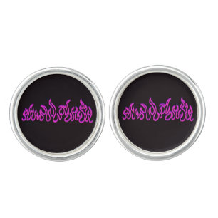 Pink Purple Fire Flames Blaze Outline Cufflinks