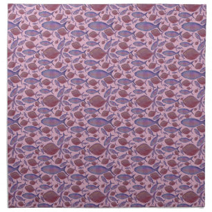 Pink & Purple Fish  Cloth Napkin