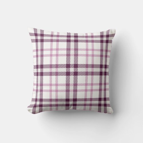 Pink Purple Flannel Plaid Throw Throw Pillow