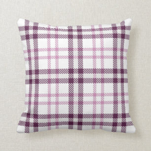 Pink Purple Flannel Plaid Throw Throw Pillow