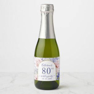 Pink Purple Floral 89th Birthday Party  Sparkling Wine Label