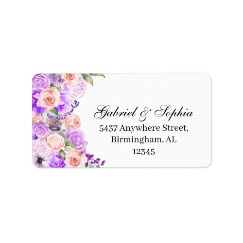 Pink Purple Floral Address Label