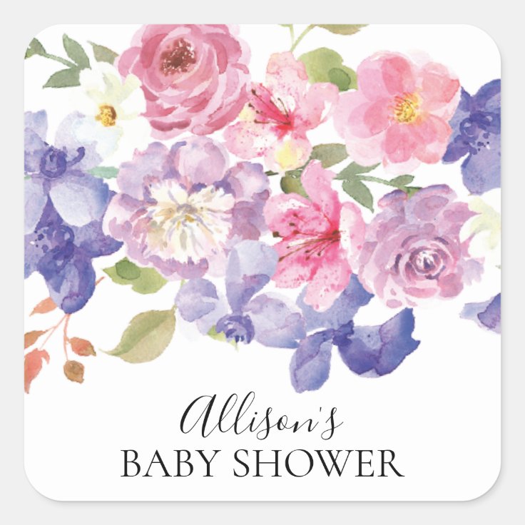 Pink &amp; Purple Floral Baby Shower Envelope Seal | Zazzle