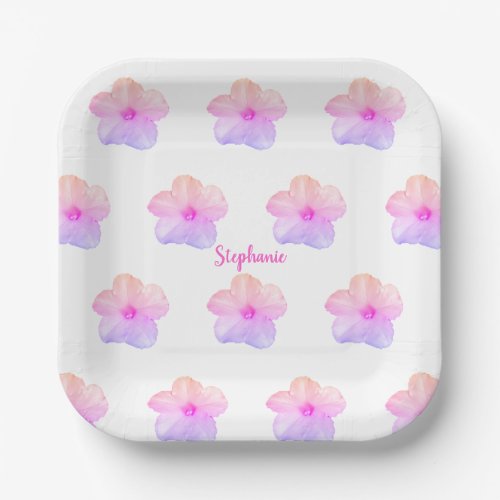 Pink Purple Floral Birthday Wedding Baby showers Paper Plates