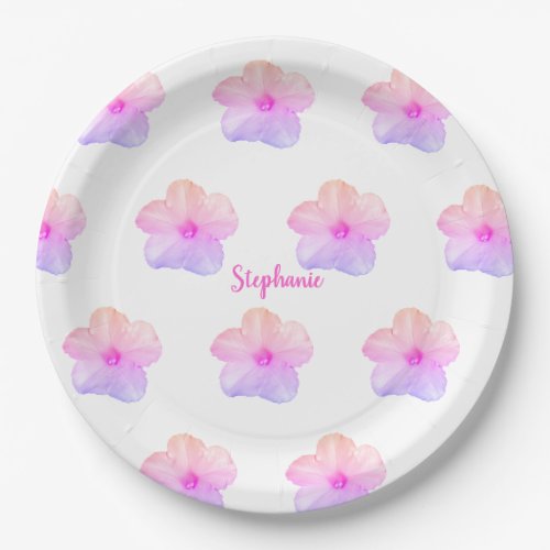 Pink Purple Floral Birthday Wedding Bridal Shower Paper Plates