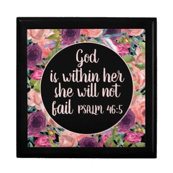Pink Purple Floral Black Christian Bible Verse Gift Box | Zazzle