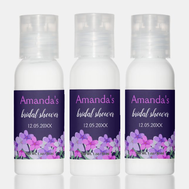 Pink Purple Floral Bridal Shower Hand Lotion (Set)