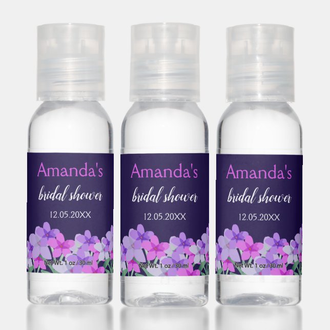 Pink Purple Floral Bridal Shower Hand Sanitizer (Set)
