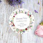 Pink Purple Floral Butterflies Thank You Classic Round Sticker<br><div class="desc">Pretty,  elegant and modern,  this bridal shower round thank you sticker design features lovely pink and purple flowers with butterflies and bumble bees flying around.</div>