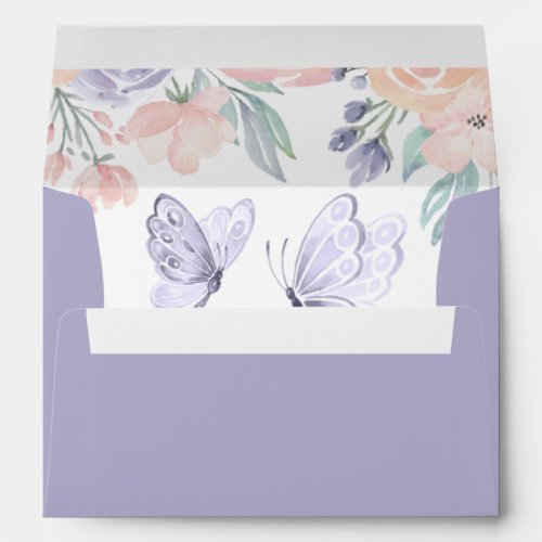 Pink Purple Floral Butterfly Envelope