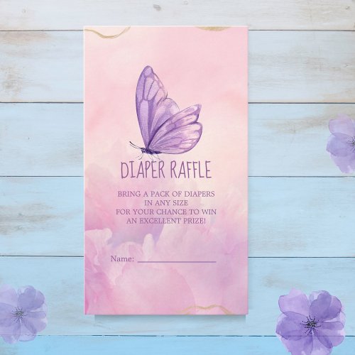 Pink Purple Floral Butterfly Girl Baby Shower  Enclosure Card