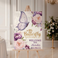 Pink Purple Floral Butterfly Girl Baby Shower