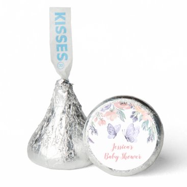 Pink Purple Floral Butterfly Girl Baby Shower Hershey®'s Kisses®