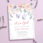 Pink Purple Floral Butterfly Girl Baby Shower Invitation<br><div class="desc">This sweet pastel butterfly baby shower invitation is so cute! Beautiful watercolor flowers in soft blush pink and lavender purple. Two pretty butterflies decorate this unique design and add a feminine touch. The elegant calligraphy script font can be changed to any color or style of your choice.</div>