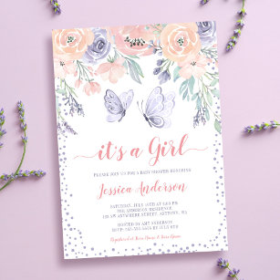 Pink And Purple Baby Shower Invitations & Invitation Templates