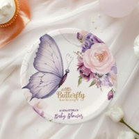 Pink Purple Floral Butterfly Girl Baby Shower