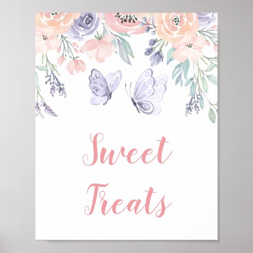 Pink Purple Floral Butterfly Sweet Treats Sign